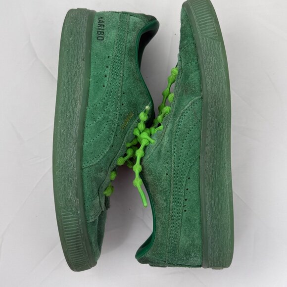 Puma Haribo Kids Suede Lace-Up Sneakers Green Size 1 Gummy Bear Logo Accents - Picture 2 of 16